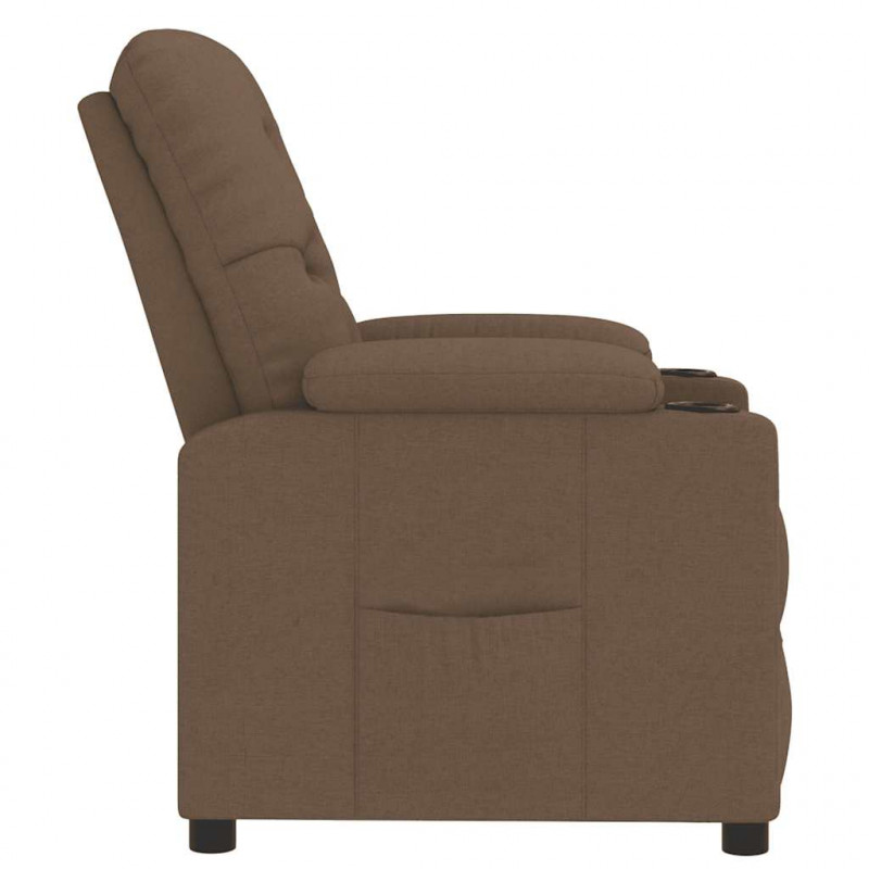 Fotel rozkładany, brązowy, obity tkaniną