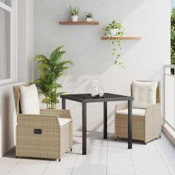 Zestaw do jadalni w ogrodzie 3 pcs Beżowy i jasnoszary