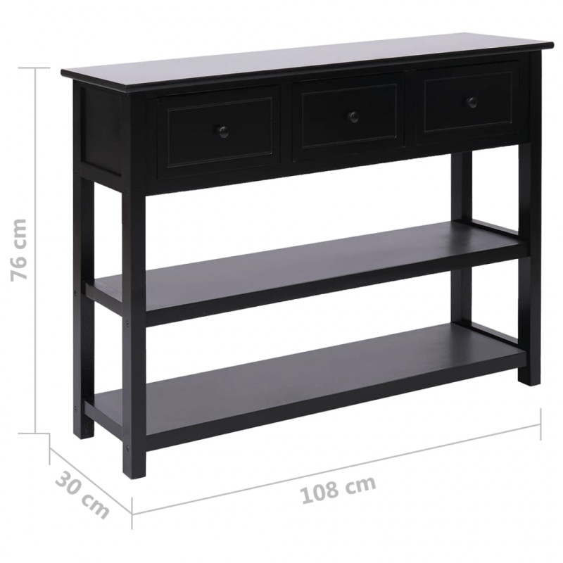 Szafka, czarna, 108x30x76 cm, lite drewno paulowni