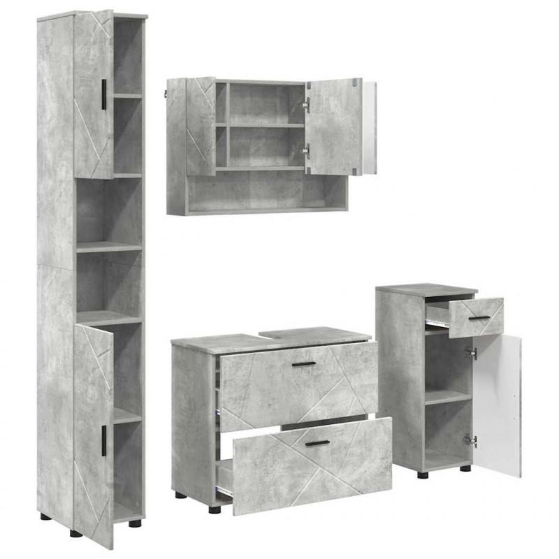 Zestaw mebli łazienkowych z szufladą 4 pcs Betonowy szary