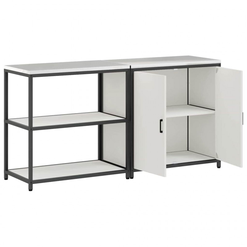 Zestaw do przechowywania w kuchni 2 pcs Biały Stal zimnogięta