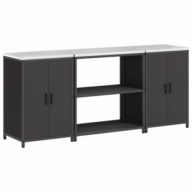 Zestaw do przechowywania w kuchni 3 pcs Czarny Stal zimnogięta
