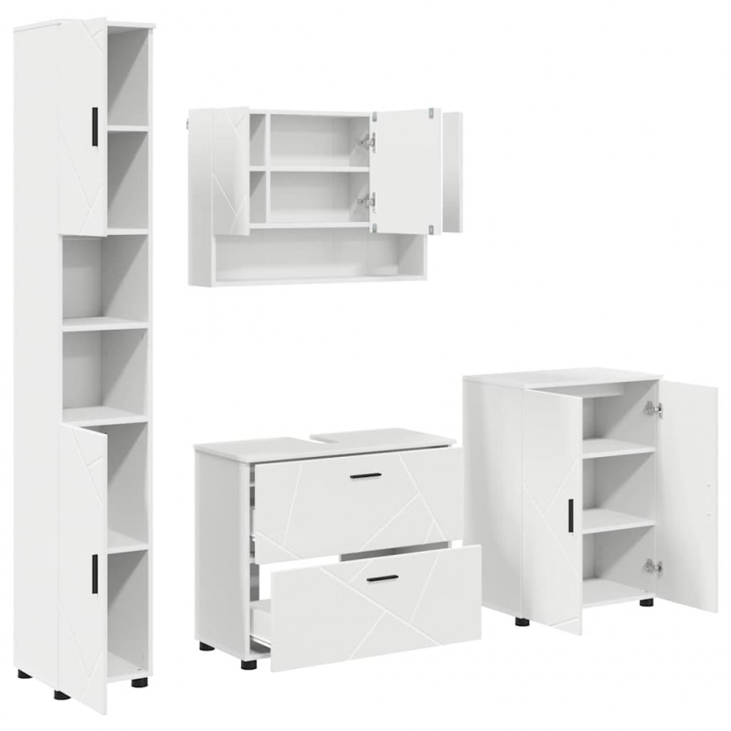 Zestaw mebli łazienkowych z szufladą z półką 4 pcs Biały