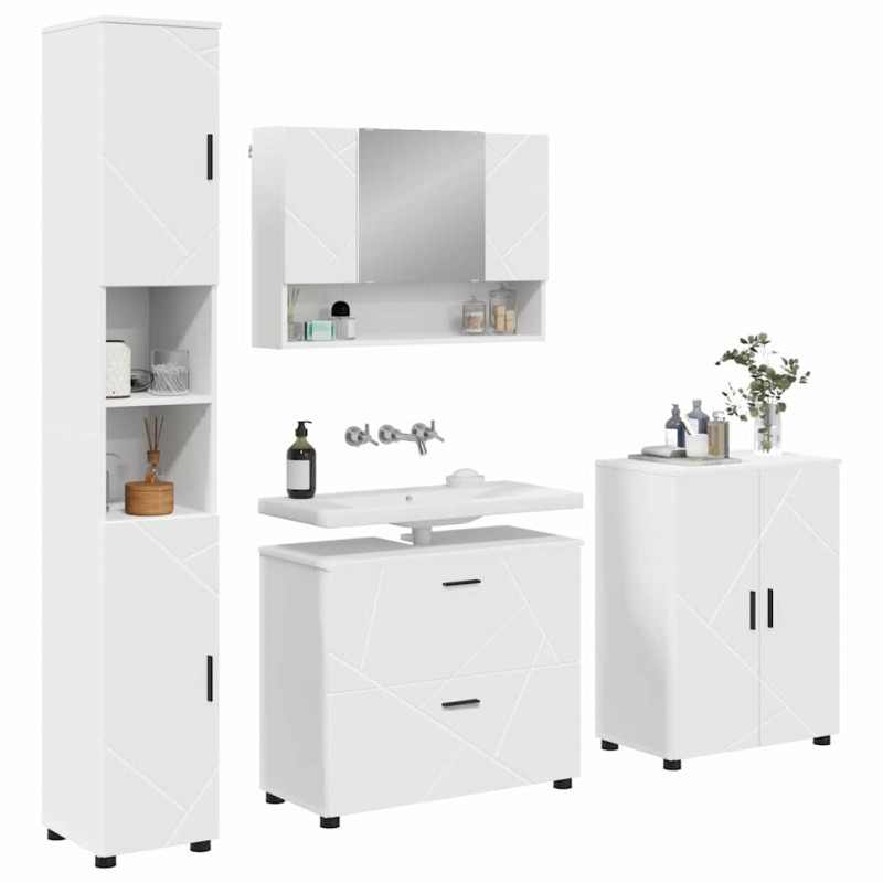 Zestaw mebli łazienkowych z szufladą z półką 4 pcs Biały