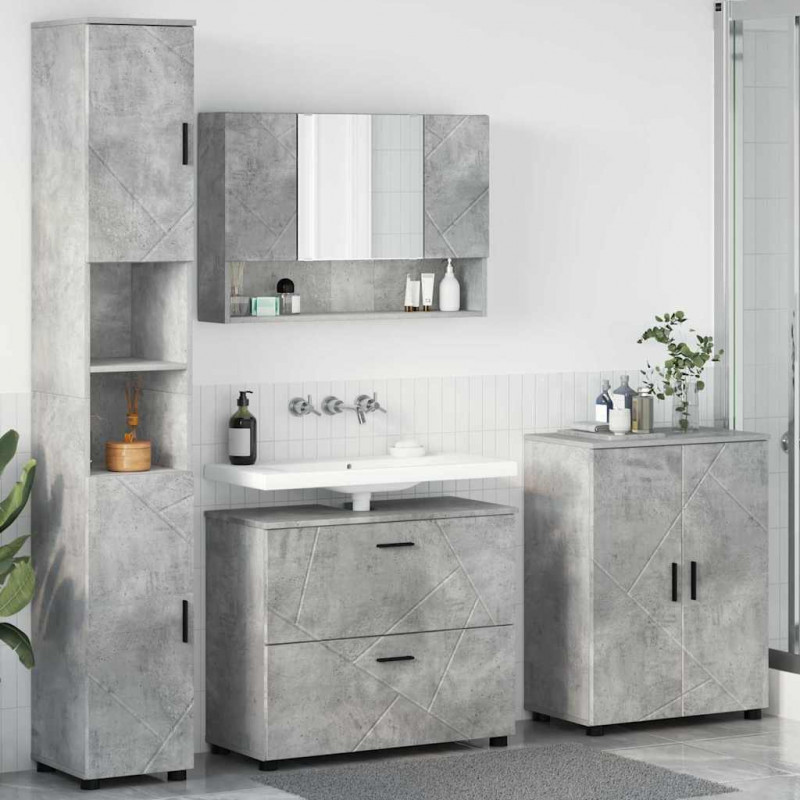 Zestaw mebli łazienkowych z szufladą 4 pcs Betonowy szary