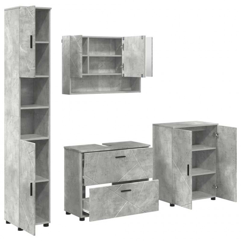 Zestaw mebli łazienkowych z szufladą 4 pcs Betonowy szary