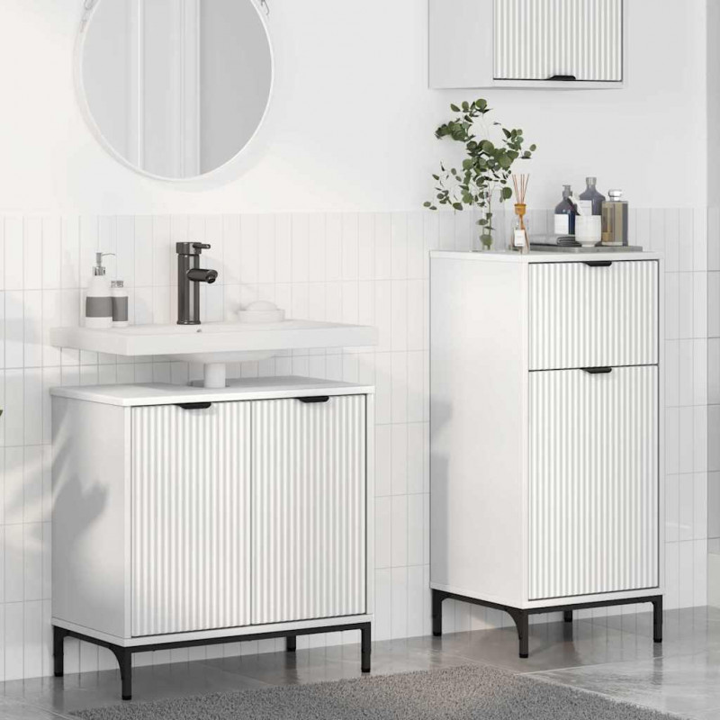 Zestaw mebli łazienkowych z szufladą z półką 2 pcs Biały