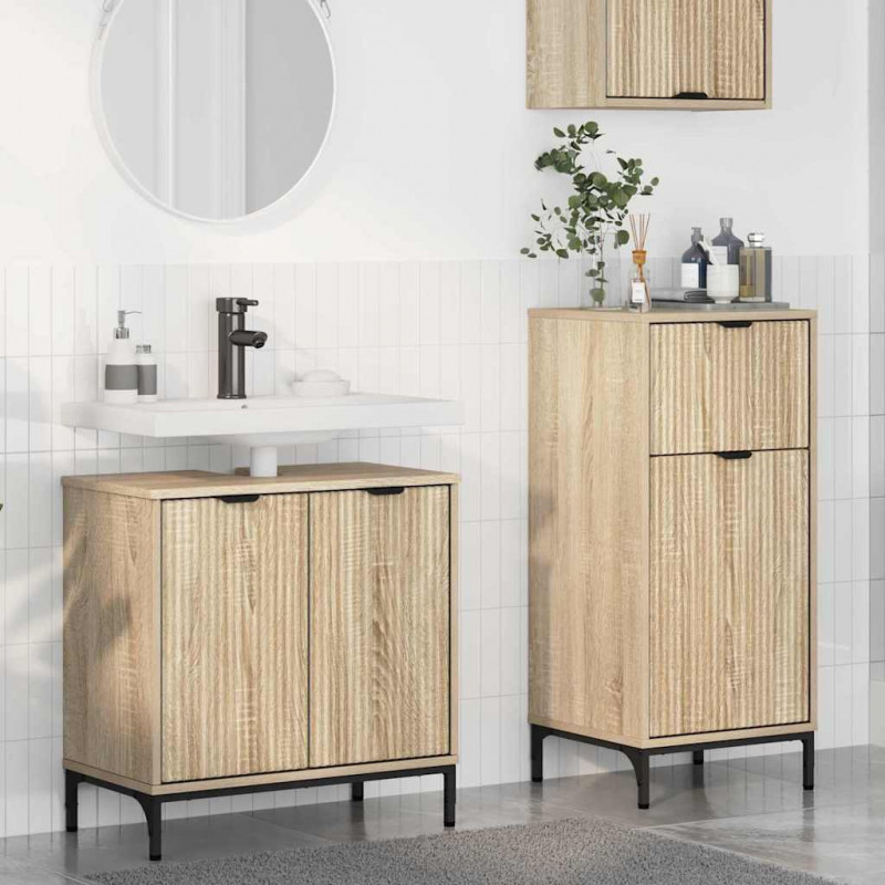 Zestaw mebli łazienkowych z szufladą z półką 2 pcs Dąb Sonoma