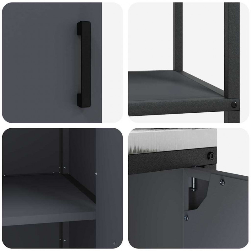 Zestaw do przechowywania w kuchni z półką 3 pcs Antracyt Stal