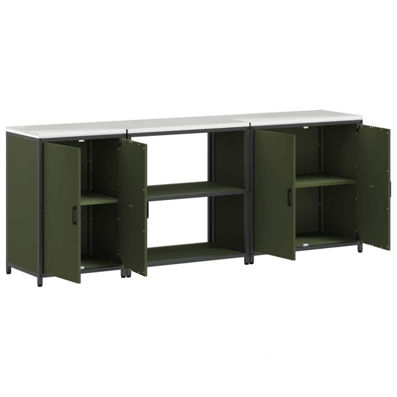 Zestaw do przechowywania w kuchni 3 pcs Zielony oliwkowy Stal