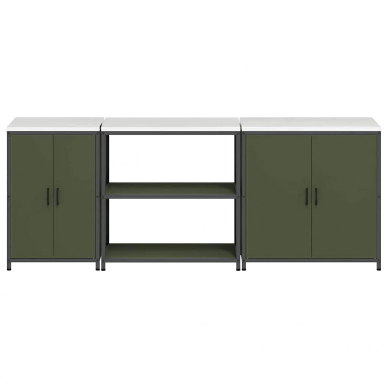 Zestaw do przechowywania w kuchni 3 pcs Zielony oliwkowy Stal