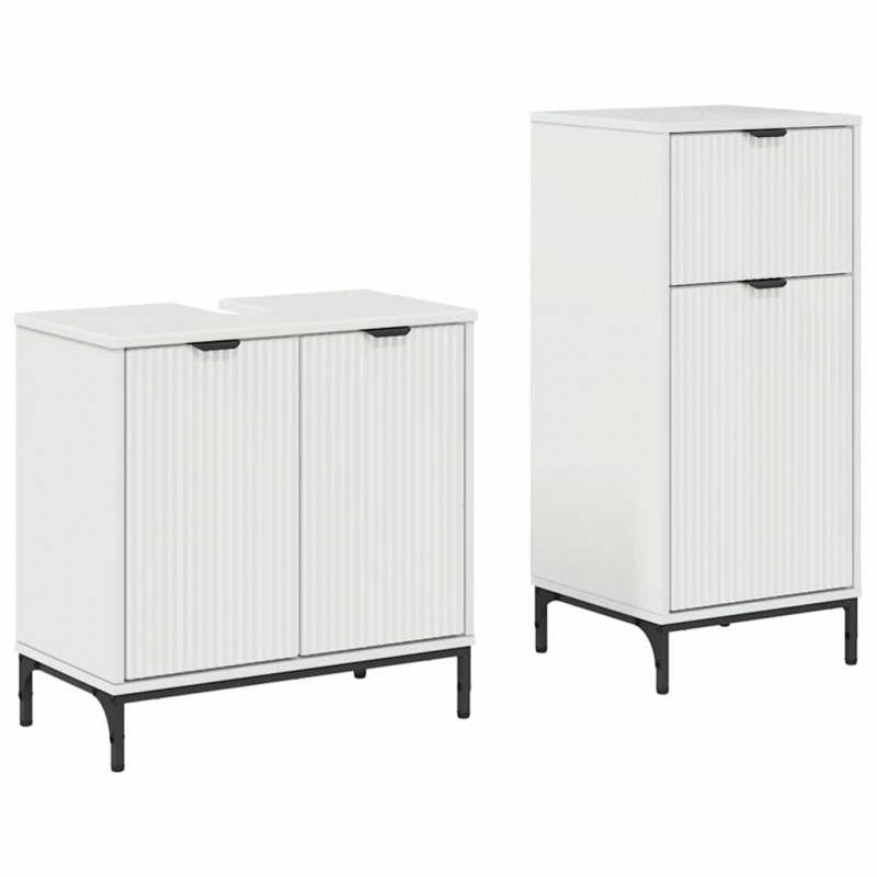 Zestaw mebli łazienkowych z szufladą 2 pcs Wysoki połysk biały