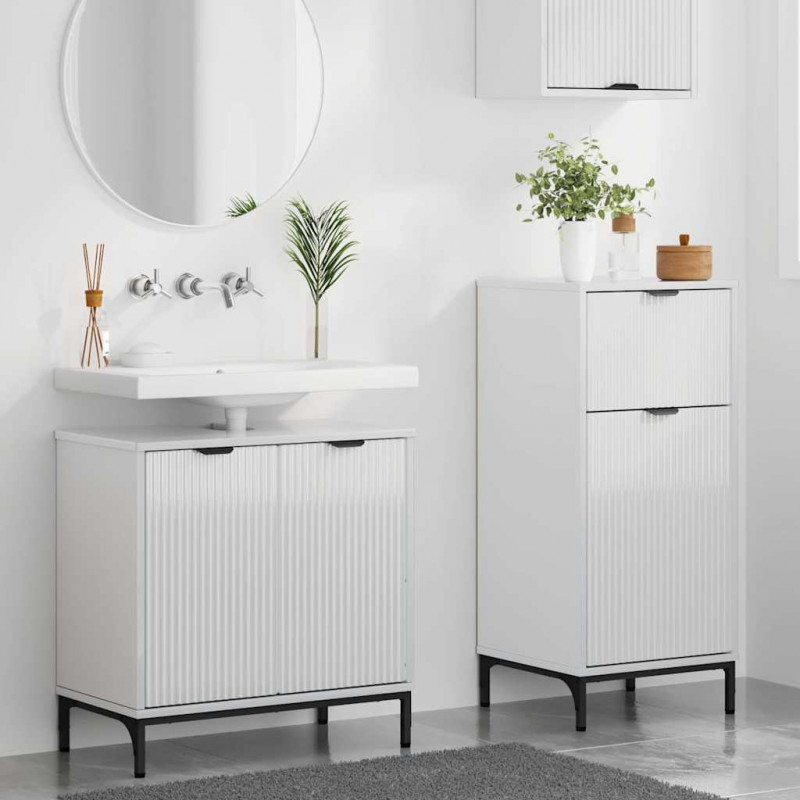 Zestaw mebli łazienkowych z szufladą 2 pcs Wysoki połysk biały