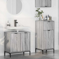 Zestaw mebli łazienkowych z szufladą z półką 2 pcs Szary Sonoma