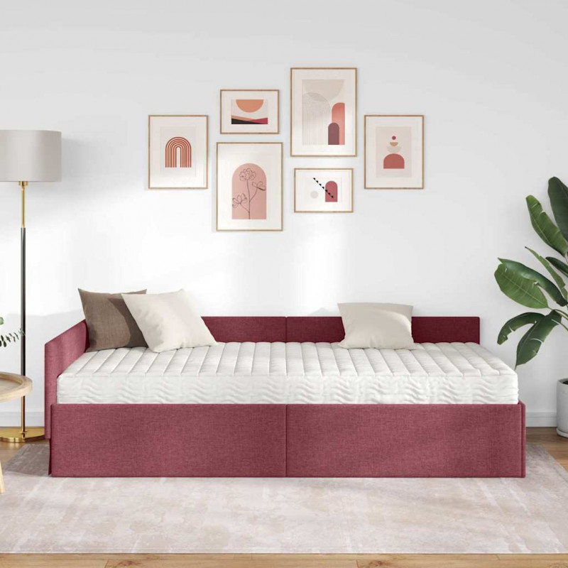 Rama Łóżka Narożnego z Materacem Inny 2 pcs Czerwony tkanina