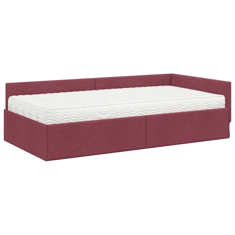 Rama Łóżka Narożnego z Materacem Inny 2 pcs Czerwony tkanina