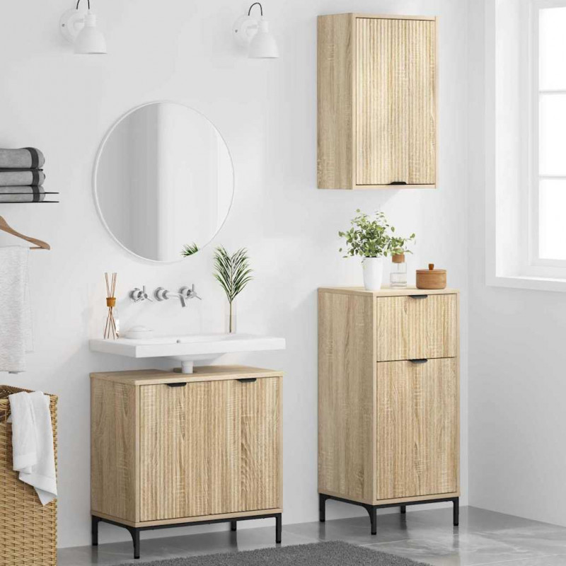 Zestaw mebli łazienkowych z szufladą z półką 3 pcs dąb sonoma