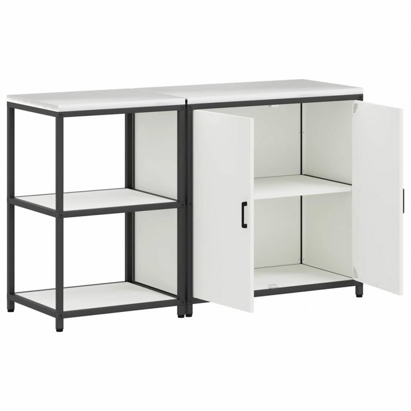 Zestaw do przechowywania w kuchni 2 pcs Biały Stal zimnogięta