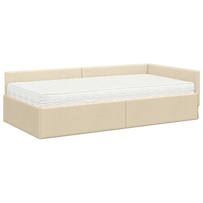 Rama Łóżka Narożnego z Materacem Inny 2 pcs Kremowy tkanina