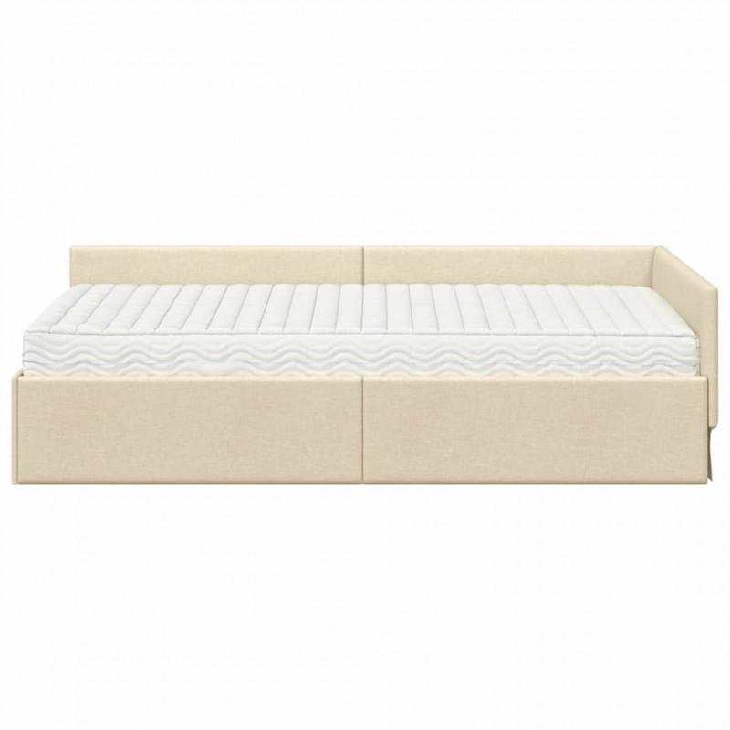 Rama Łóżka Narożnego z Materacem Inny 2 pcs Kremowy tkanina