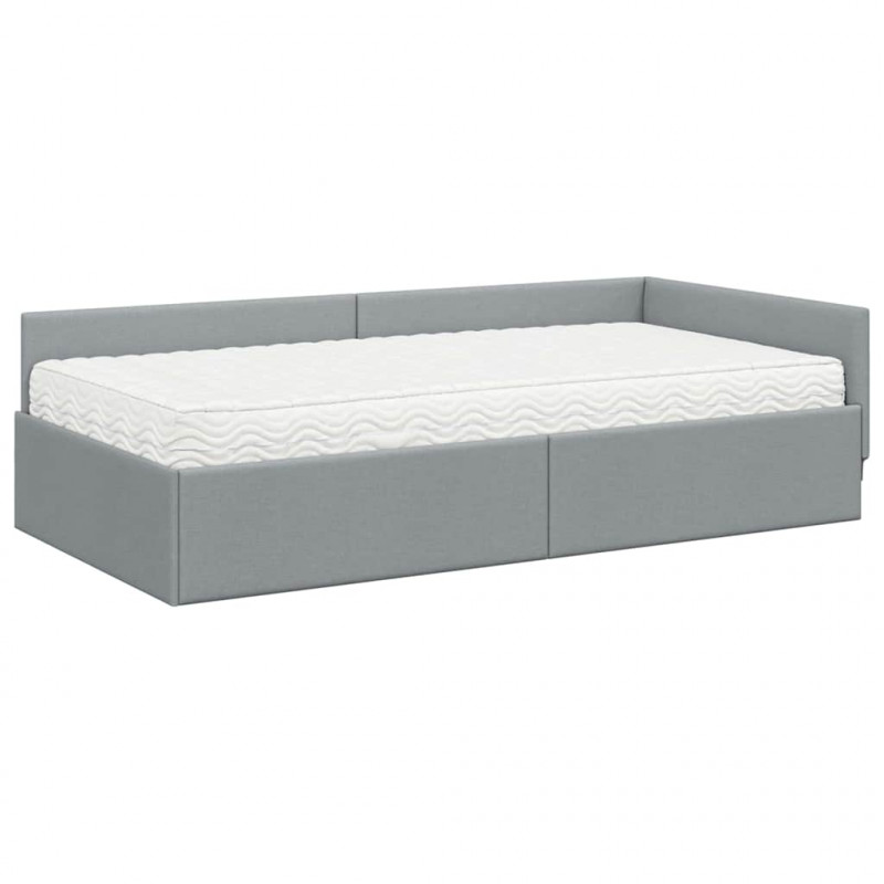 Rama Łóżka Narożnego z Materacem Inny 2 pcs Jasnoszary tkanina