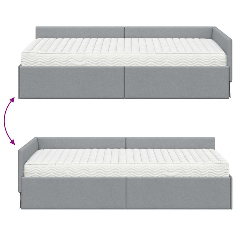 Rama Łóżka Narożnego z Materacem Inny 2 pcs Jasnoszary tkanina