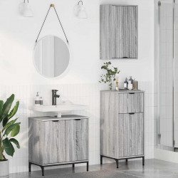 Zestaw mebli łazienkowych z szufladą 3 pcs Szary dąb sonoma