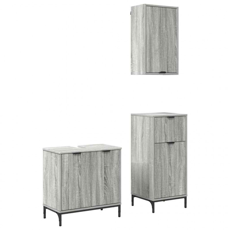 Zestaw mebli łazienkowych z szufladą 3 pcs Szary dąb sonoma
