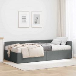 Rama Łóżka Narożnego z Materacem Inny 2 pcs Szary tkanina