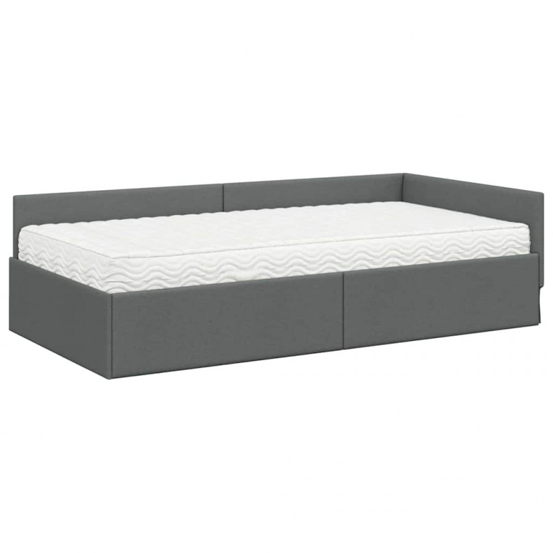 Rama Łóżka Narożnego z Materacem Inny 2 pcs Szary tkanina