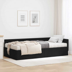 Rama Łóżka Narożnego z Materacem Inny 2 pcs Czarny tkanina