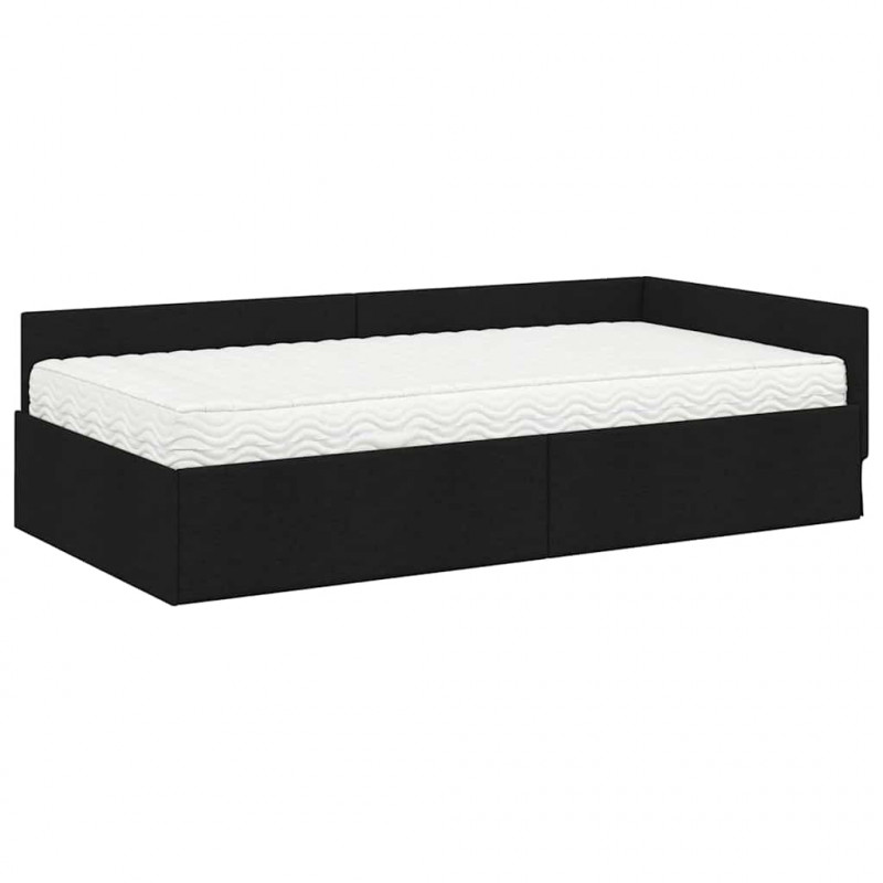 Rama Łóżka Narożnego z Materacem Inny 2 pcs Czarny tkanina