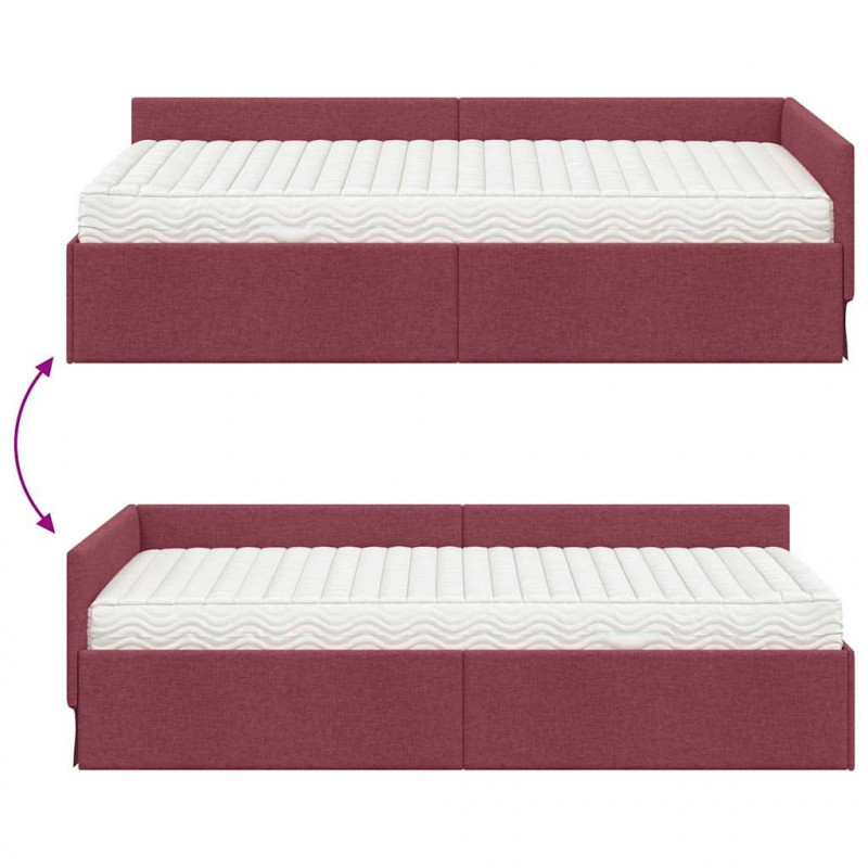 Rama Łóżka Narożnego z Materacem Inny 2 pcs Czerwony tkanina