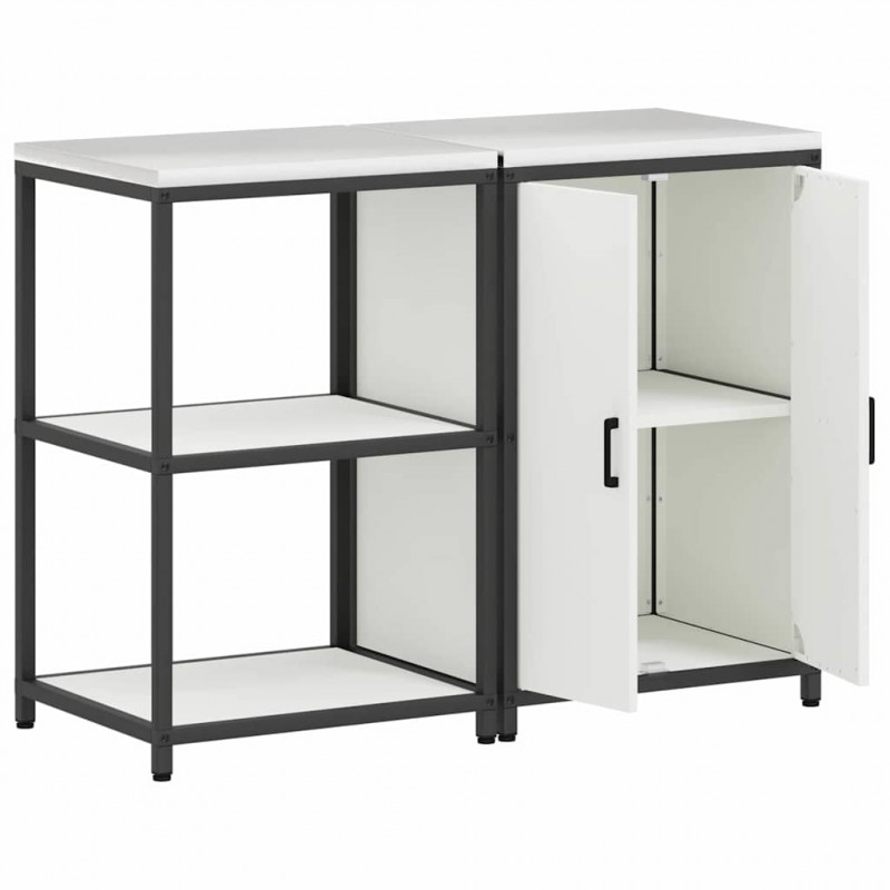 Zestaw do przechowywania w kuchni 2 pcs Biały Stal zimnogięta