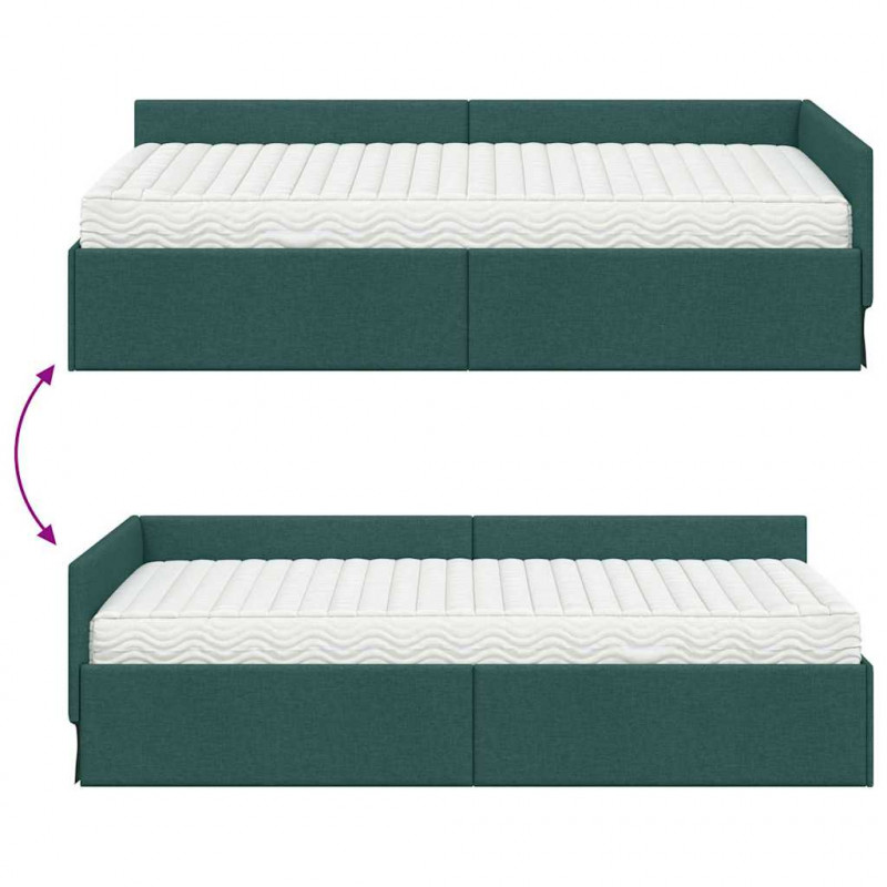 Rama Łóżka Narożnego z Materacem Inny 2 pcs Zielony tkanina