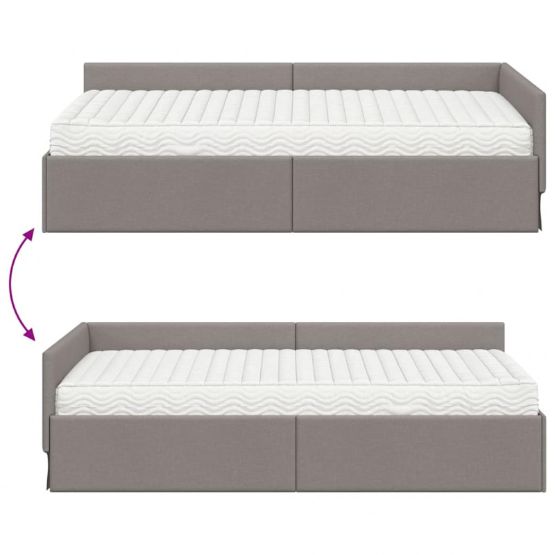 Rama Łóżka Narożnego z Materacem Inny 2 pcs Ciemnoszary tkanina