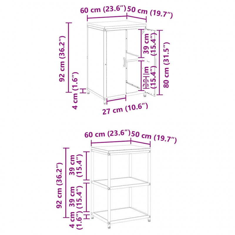 Zestaw do przechowywania w kuchni z półką 2 pcs Srebrny