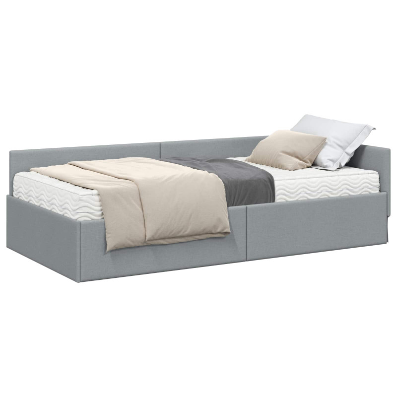 Rama Łóżka Narożnego z Materacem Inny 2 pcs Jasnoszary tkanina
