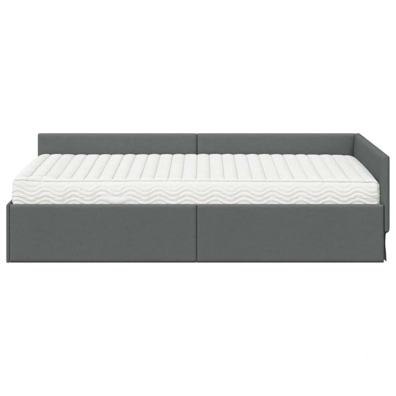 Rama Łóżka Narożnego z Materacem Inny 2 pcs Szary tkanina