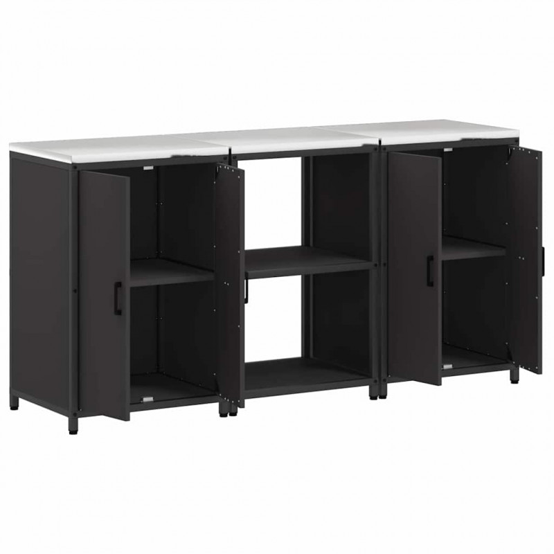 Zestaw do przechowywania w kuchni 3 pcs Czarny Stal zimnogięta