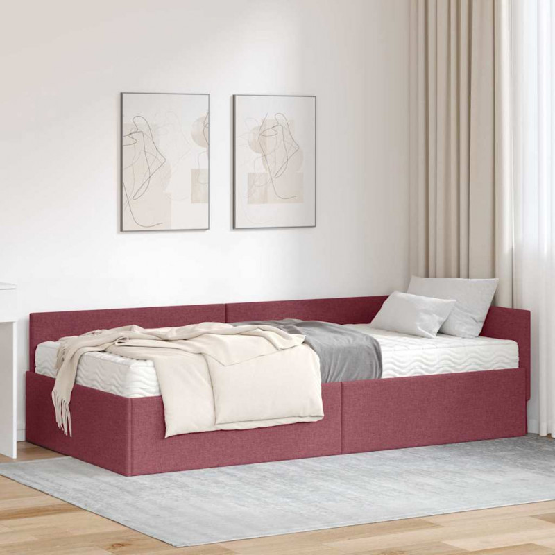 Rama Łóżka Narożnego z Materacem Inny 2 pcs Szary tkanina