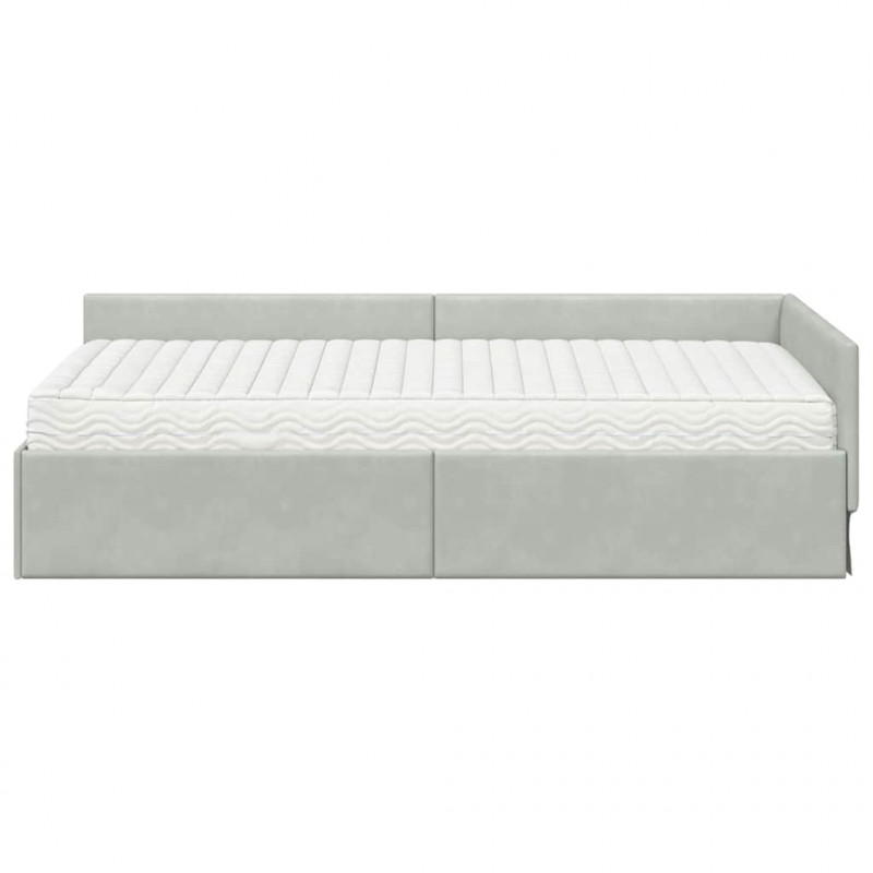 Rama Łóżka Narożnego z Materacem Inny 2 pcs Jasnoszary Aksamit