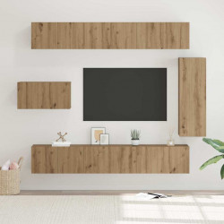 Zestaw szafek RTV Montowane na ścianie 8 pcs Dąb rzemieślniczy