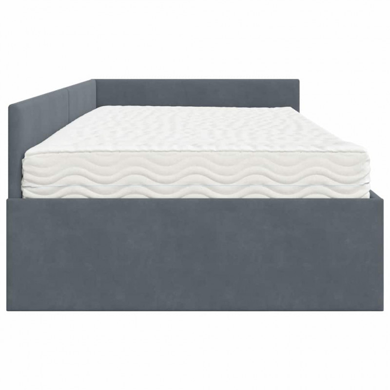 Rama Łóżka Narożnego z Materacem Inny 2 pcs Szary Aksamit