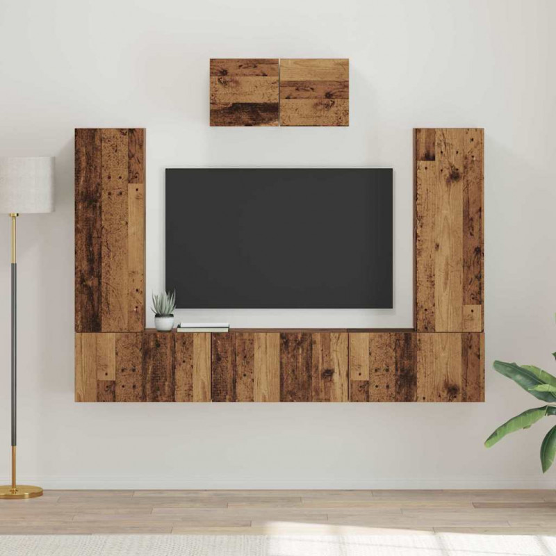 Zestaw szafek RTV 7 pcs Stare drewno Materiał drewnopochodny