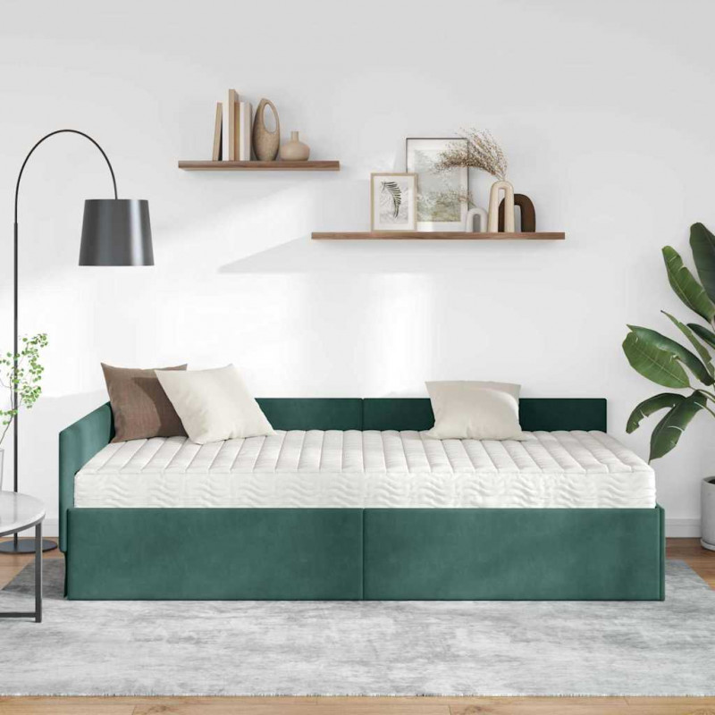 Rama Łóżka Narożnego z Materacem Inny 2 pcs Zielony Aksamit
