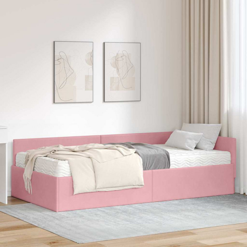 Rama Łóżka Narożnego z Materacem Inny 2 pcs Szary Aksamit
