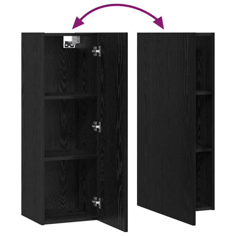 Zestaw szafek RTV 7 pcs Czarny Dąb Materiał drewnopochodny