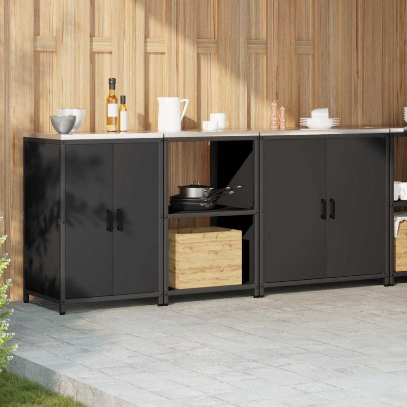 Zestaw do przechowywania w kuchni 3 pcs Czarny Stal zimnogięta