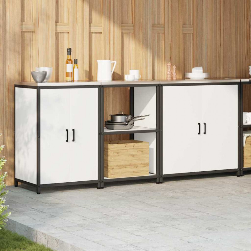 Zestaw do przechowywania w kuchni 3 pcs Biały Stal zimnogięta